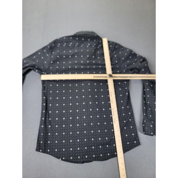 Lacoste Shirt Mens 2XL Black Gray Micro Print Button Down Long Sleeve Croc Logo - Picture 8 of 11